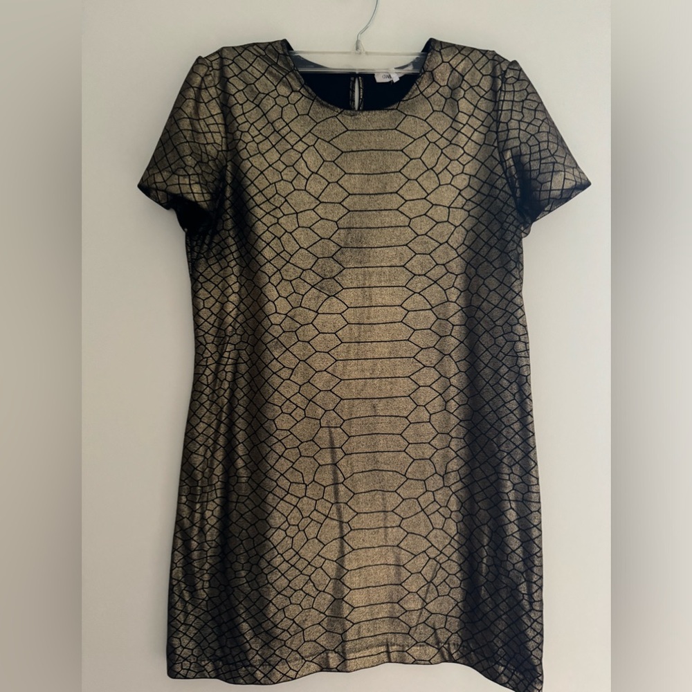 Charles Henry Gold Snake Print Dress